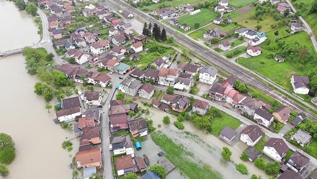 bosnia floods aerial view