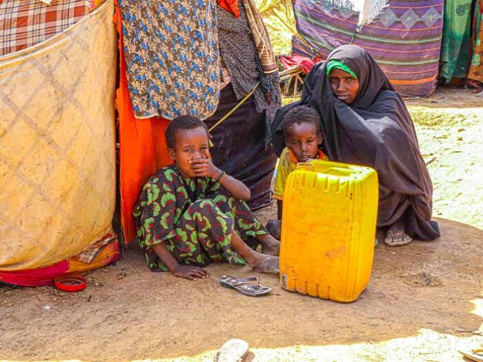 A mother and her two children in Somalia