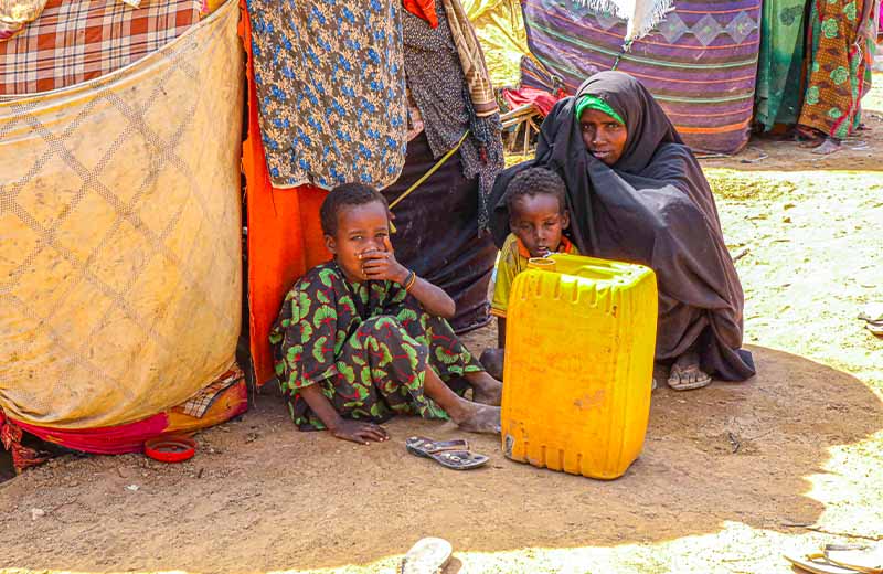 A mother and her two children in Somalia