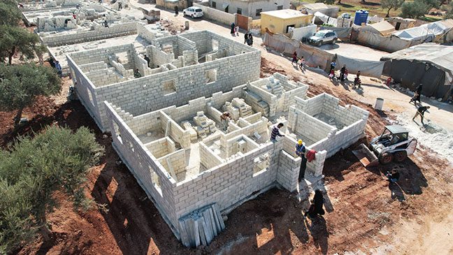 birdseye view of new houses being constructed in syria