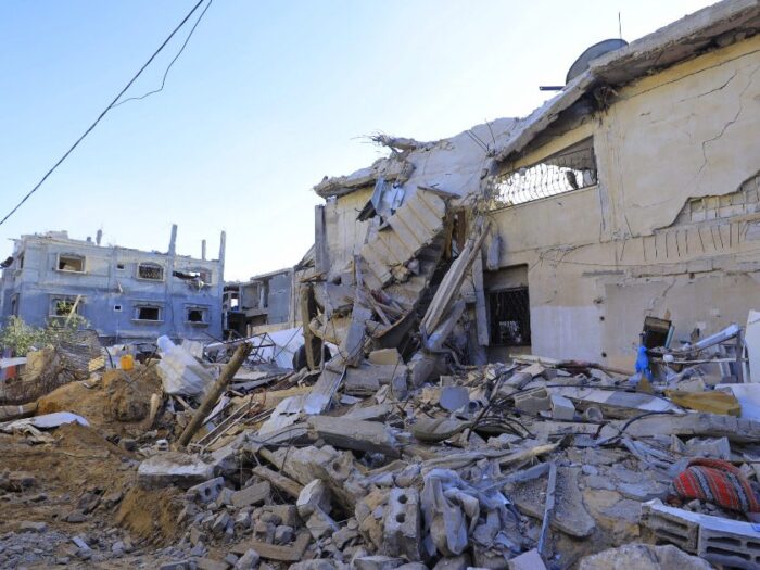 mass destruction in gaza of houses that have been completely destroyed from airstrikes
