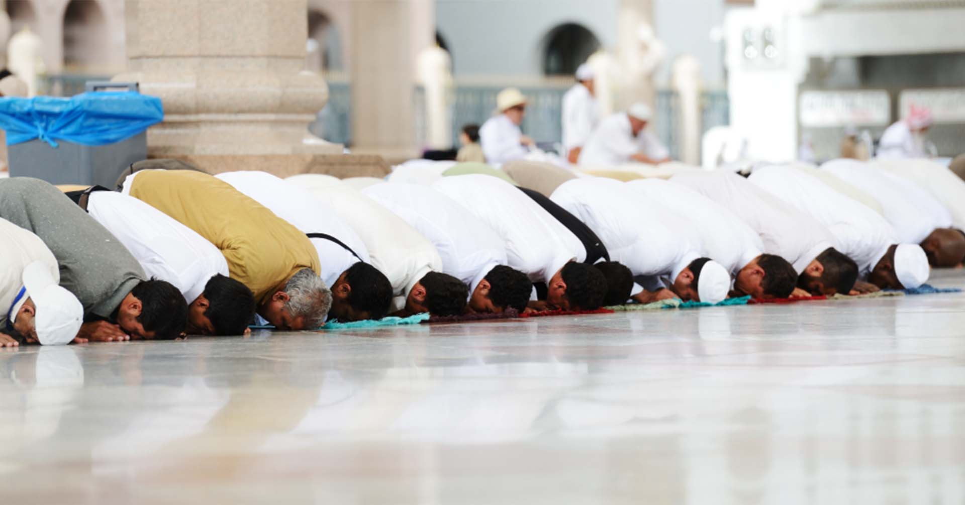 group of men during prayer salah in sujood prayer timetables leeds