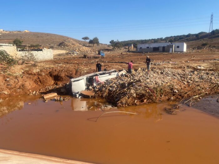 Flooded lands and homes