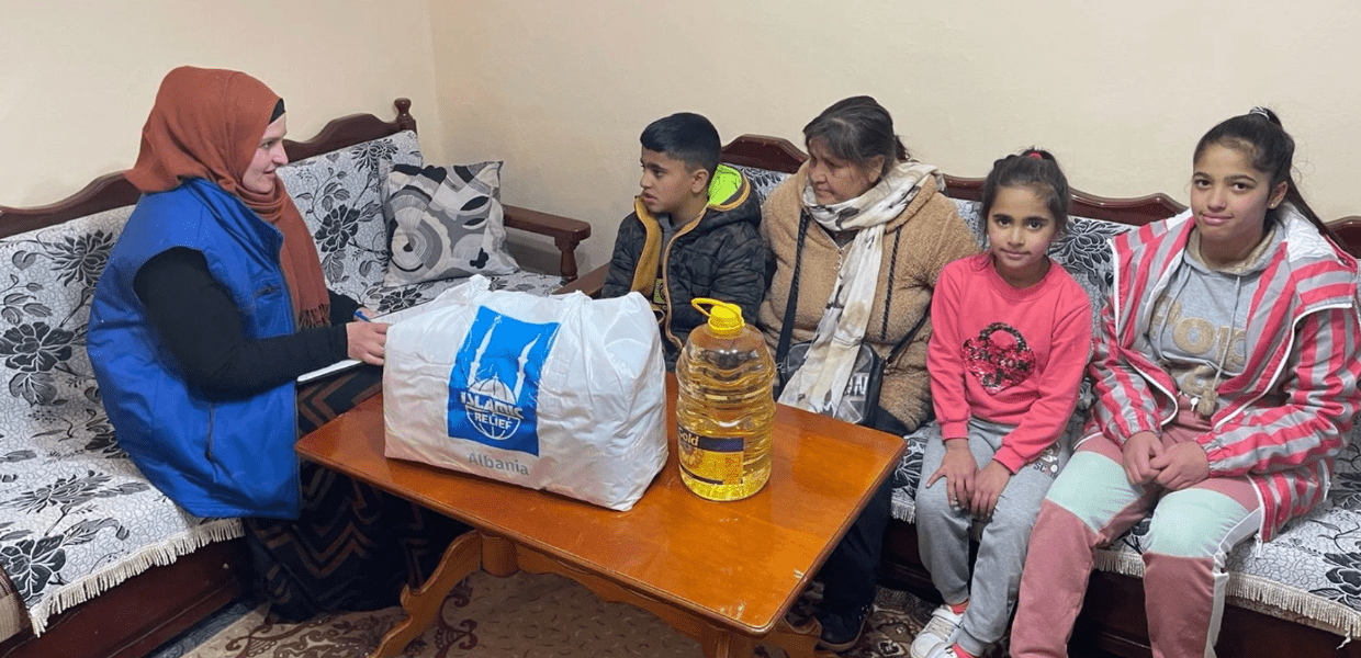 albanian family visited by islamic relief to support them with aid for winter