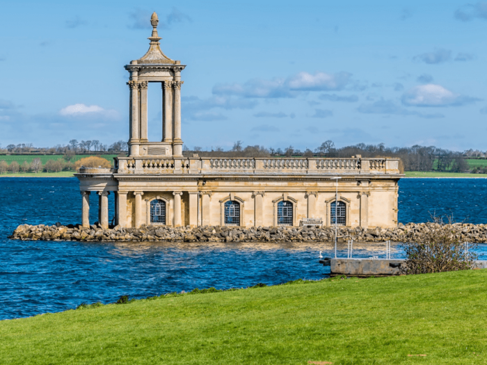 View of Rutland Water and the old Church