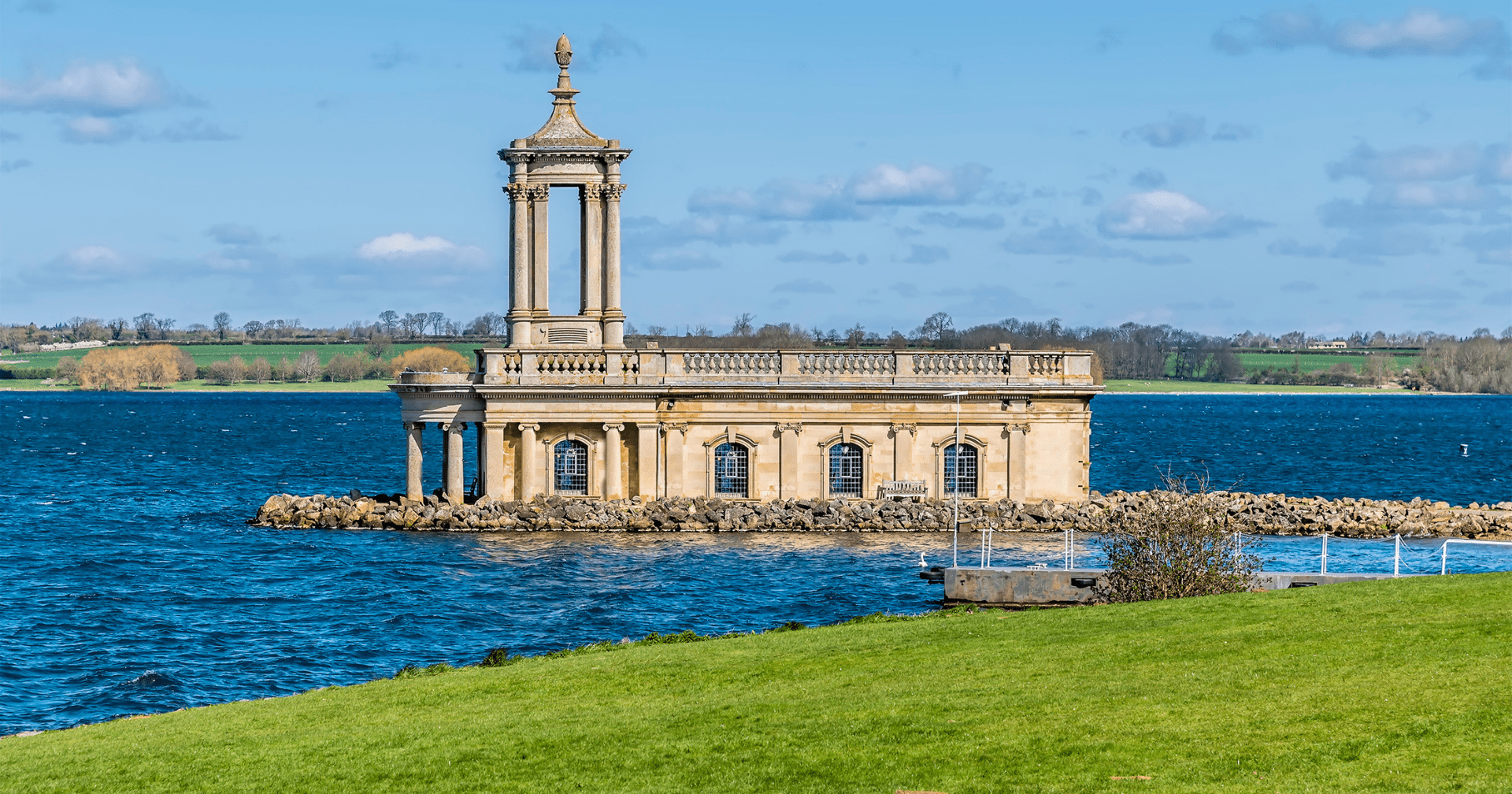 View of Rutland Water and the old Church